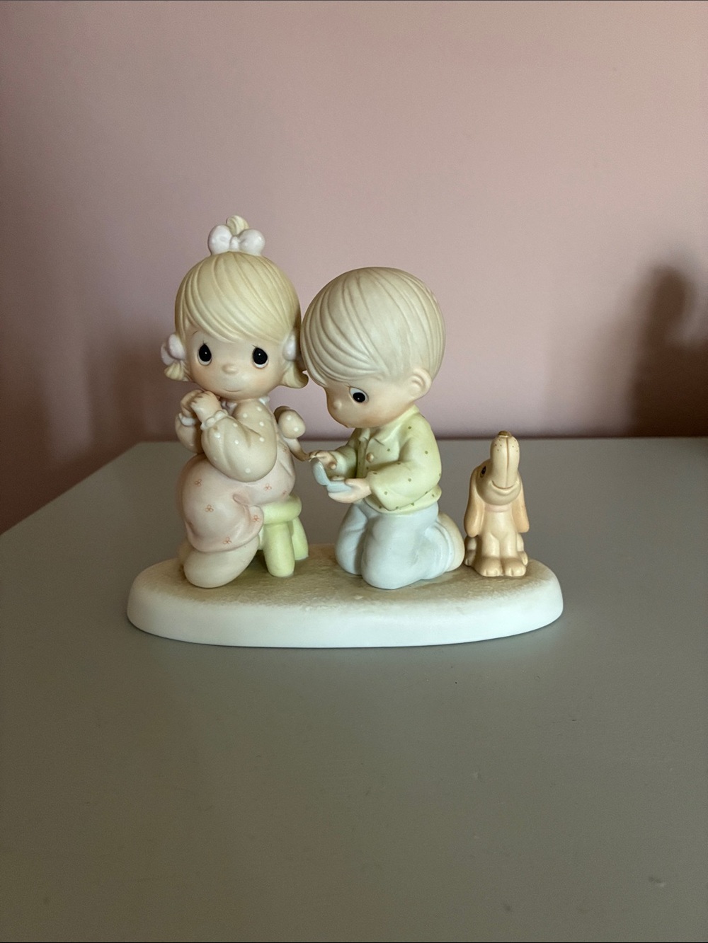 Precious Moments Pastel Boy and Girl Figurine -with this ring I…